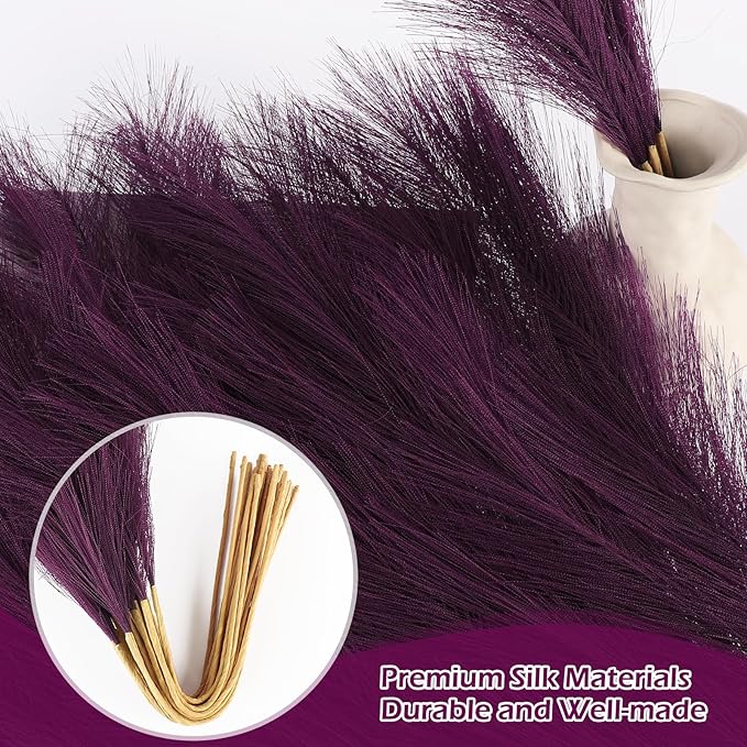 Purple Pampas Grass Decor 30 Pcs 21.7 Inch Faux Pampas Grass Bulk Artificial - Image 4
