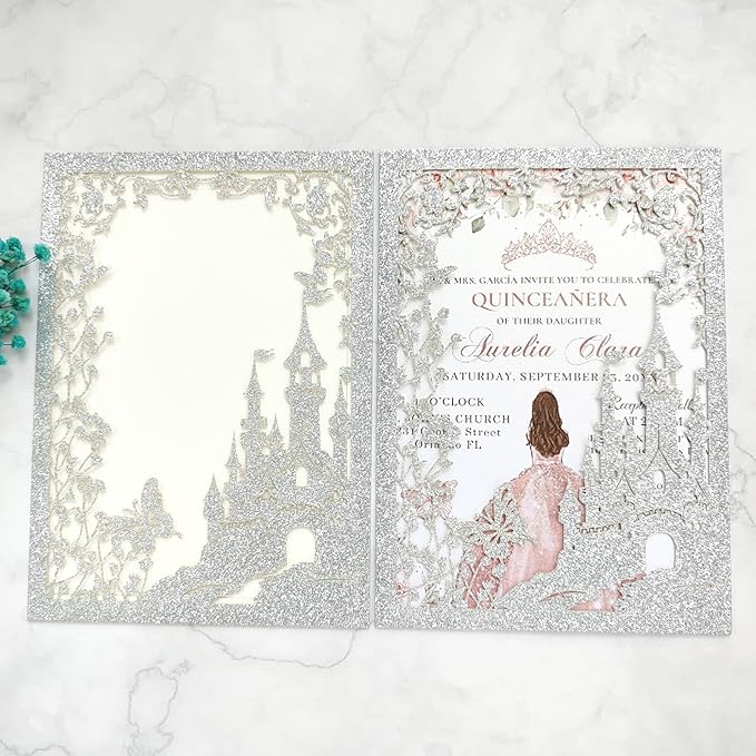 20PCS Castle Pocket Invitations, Quinceanera Invitations - Image 6
