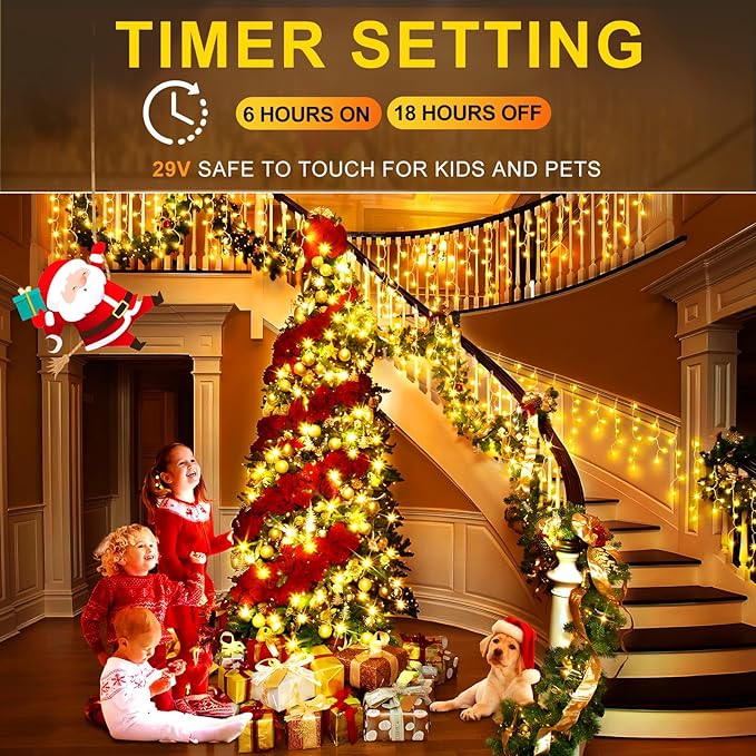 KNONEW Christmas Lights Outdoor Color Changing 400 LED 33ft 11 Modes Curtain - Image 7
