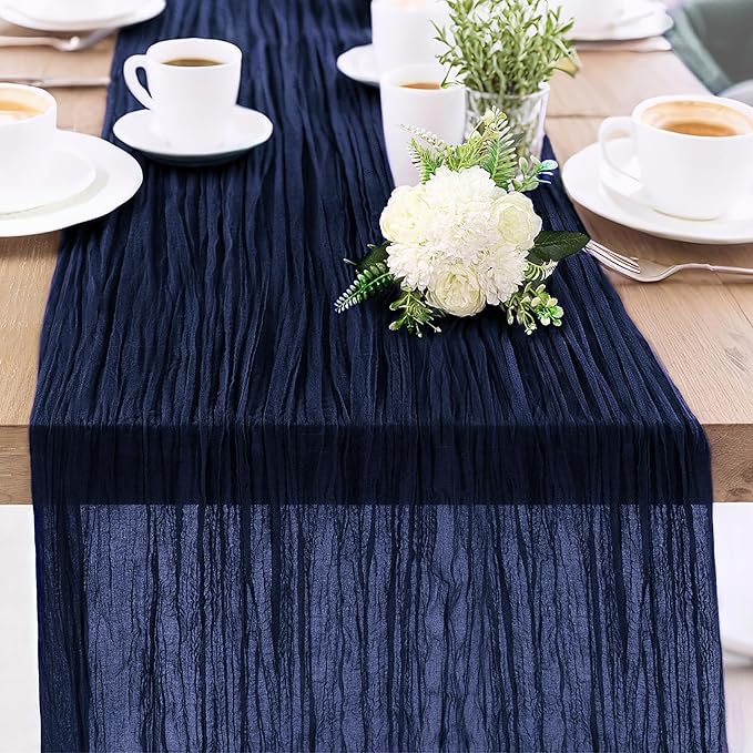 1-Pack Navy Blue Cheesecloth Table Runners – 10FT Boho Rustic Gauze Fabric by Unknown
