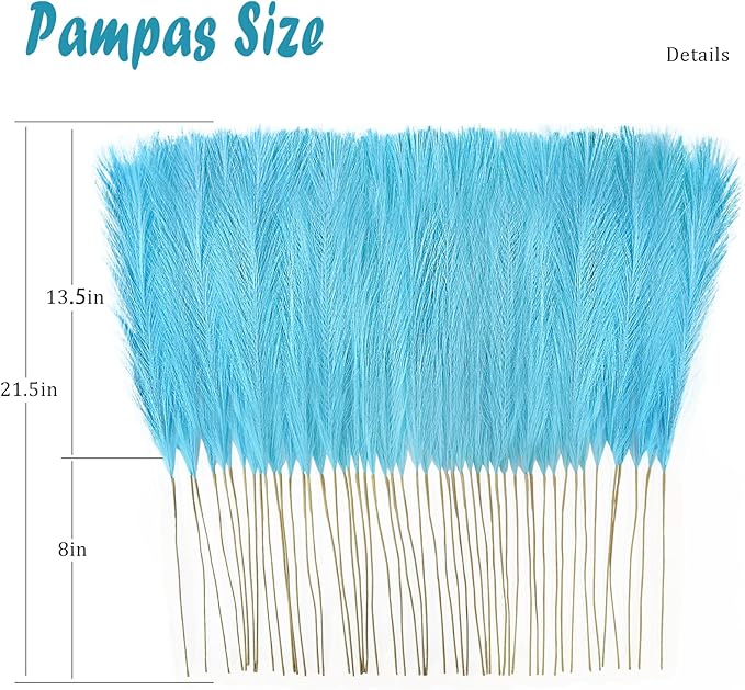 50pcs Faux Pampas Grass, 21.6" Short Artificial Pompous Grass Branches - Image 4