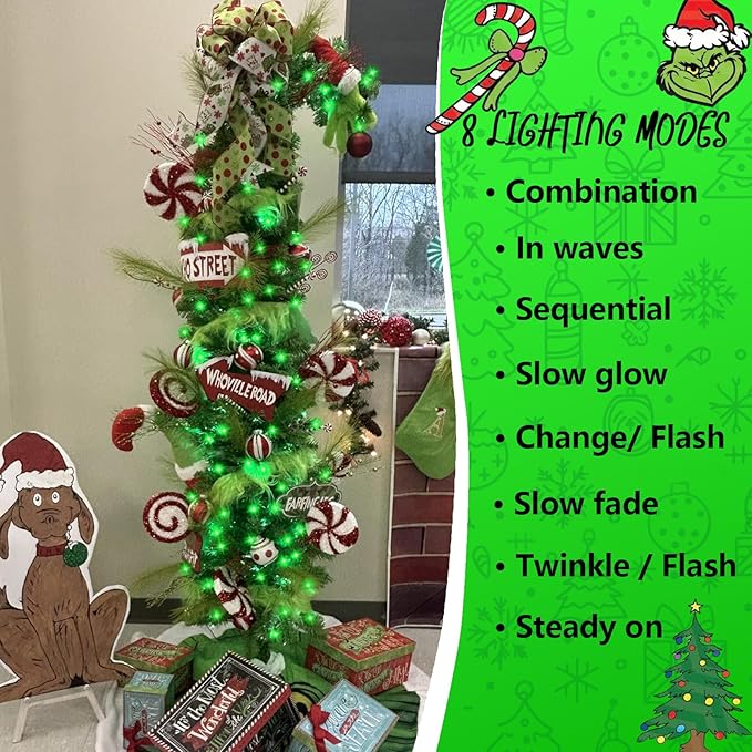 YEGUO 66ft 200 LED Green Halloween Lights Outdoor Waterproof, 8 Modes Twinkle - Image 5