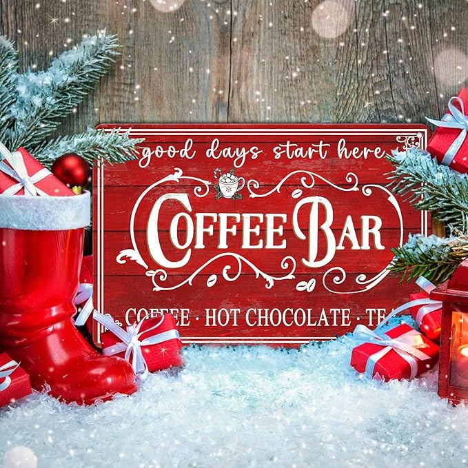 Vintage Christmas Coffee Bar Tin Sign - Image 5