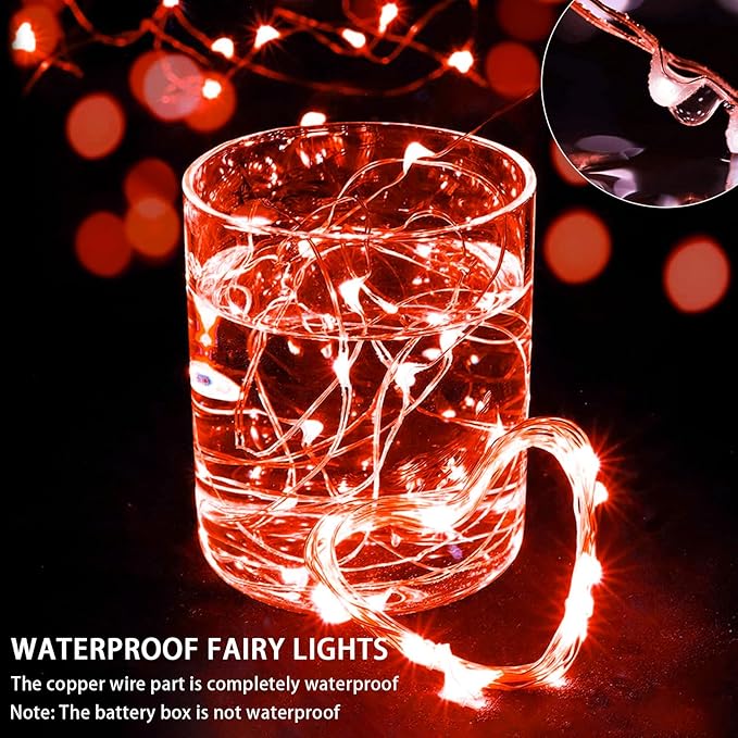 24 Pack Red Fairy Lights 7Ft 20 LED Twinkle String Lights 3 Modes Battery - Image 2