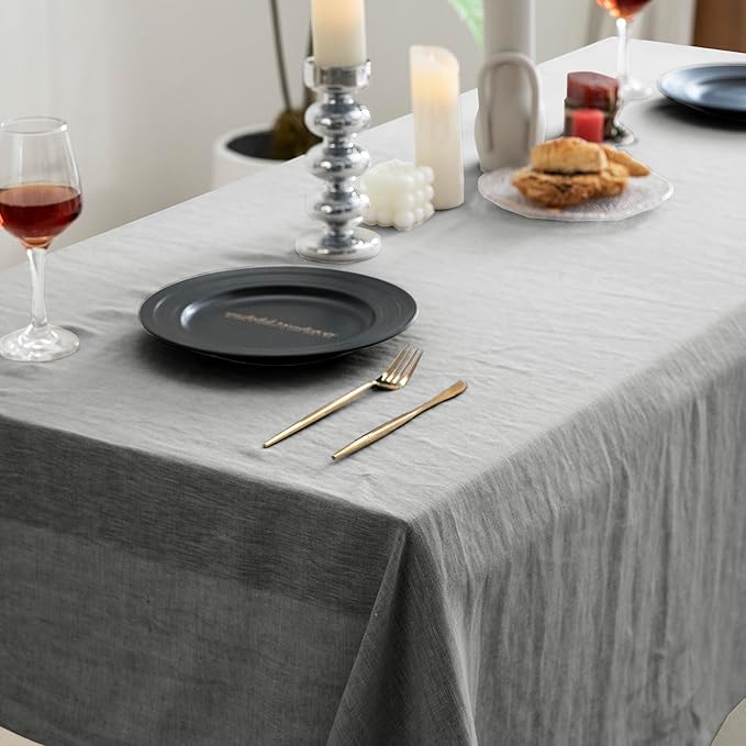 EVERLY 100% Pure Linen Rectangle Tablecloths 60x84Inches - Image 2