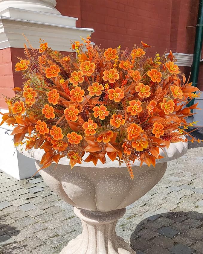40 Pcs Artificial Fall Flowers Outdoor Faux Fall Plants UV Resistant Fall - Image 8