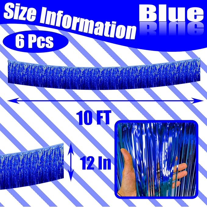 6 Pack 10 Feet Foil Fringe Garland Metallic Tinsel Streamers Banner Wall - Image 2