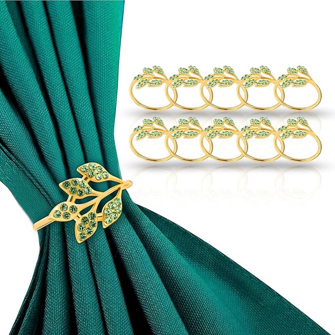 Gold Napkin Rings Set of 10, Napkin Rings Holder Buckles, Thanksgiving by TonghaiQJKLWV