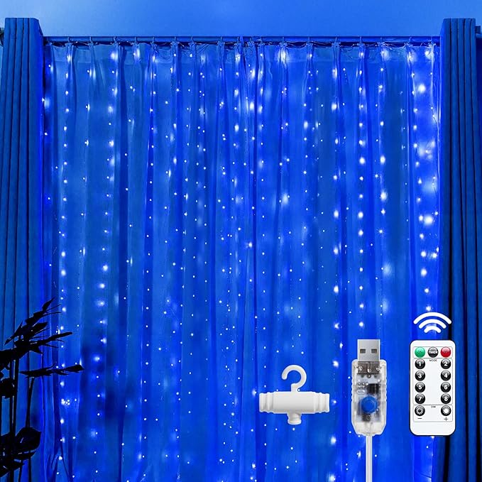 Brightown 300 LED Fairy Curtain Lights, 9.8ft x 9.8ft Curtain String Lights by Brightown