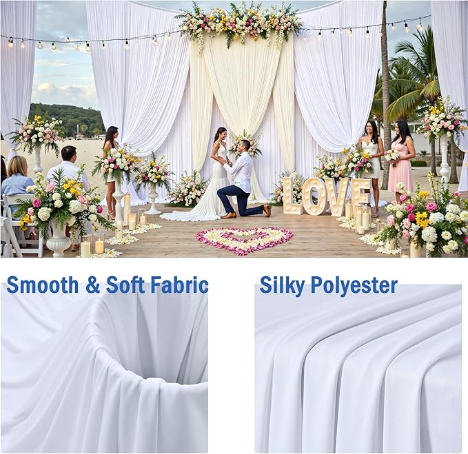 30ftx10ft Wrinkle Free White Backdrop Curtains - Image 4