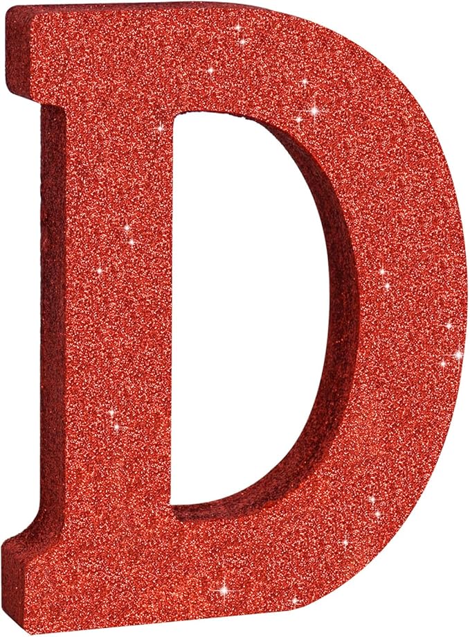 TONIFUL 8 Inch Red Glitter Letter D Table Centerpiece A-Z Red Birthday Party by TONIFUL