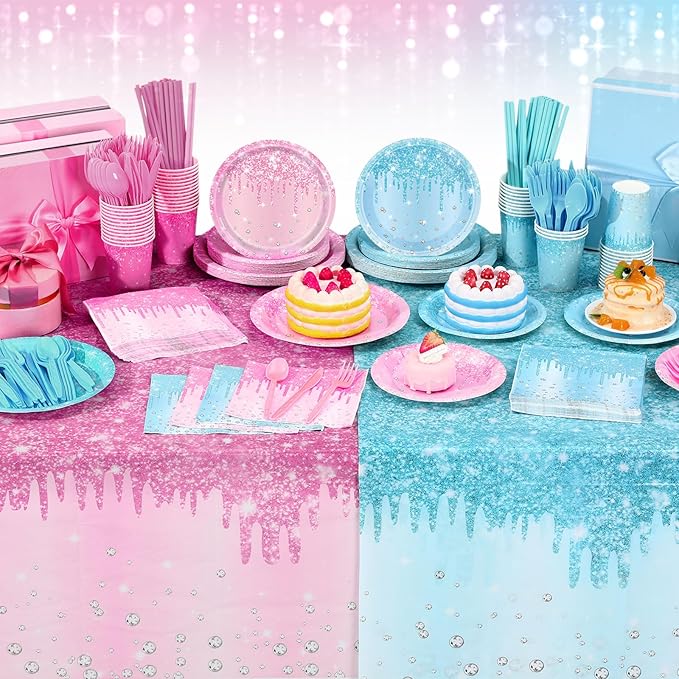 452 Pcs Gender Reveal Party Supplies Boy or Girl Party Decoration, Glitter Pink - Image 6