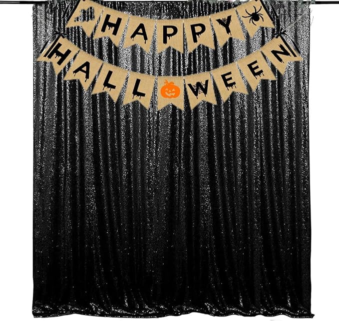 JYFLZQ Black Sequin Backdrop Curtains 7ft x 7ft 1 Panel Halloween Backdrop by JYFLZQ
