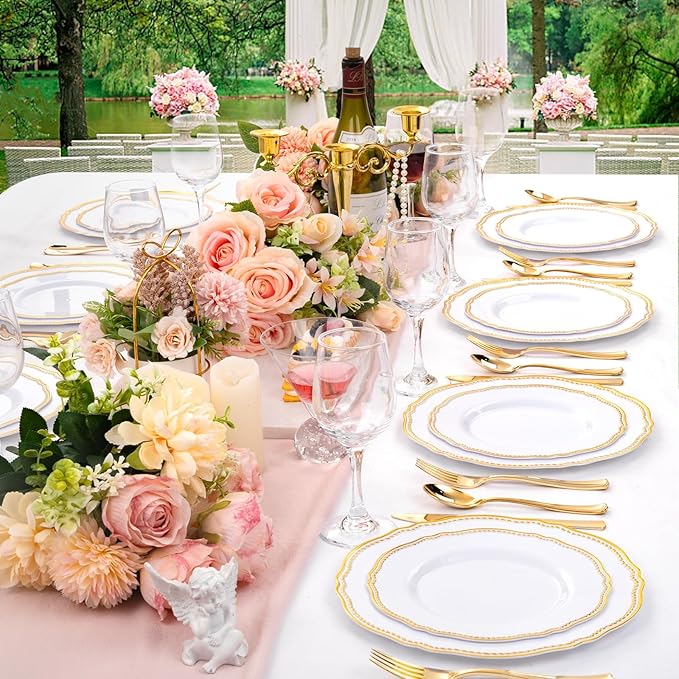 Hioasis 60pcs Gold Plastic Plates - Image 5