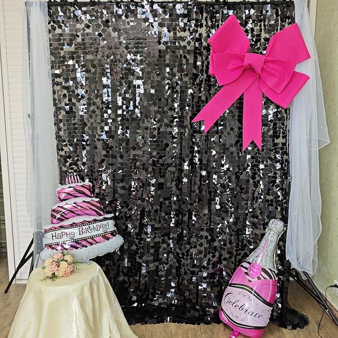 Black Square Sequin Backdrop 8ft * 8ft 1 Panel, Shimmer Wall Backdrop - Image 7