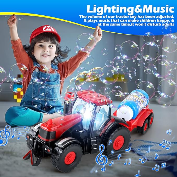 Tractor Bubble Machine for Kids 3 4 5 6 Years Old Boys: 2 in 1 Farm Tractor Toy - Image 6