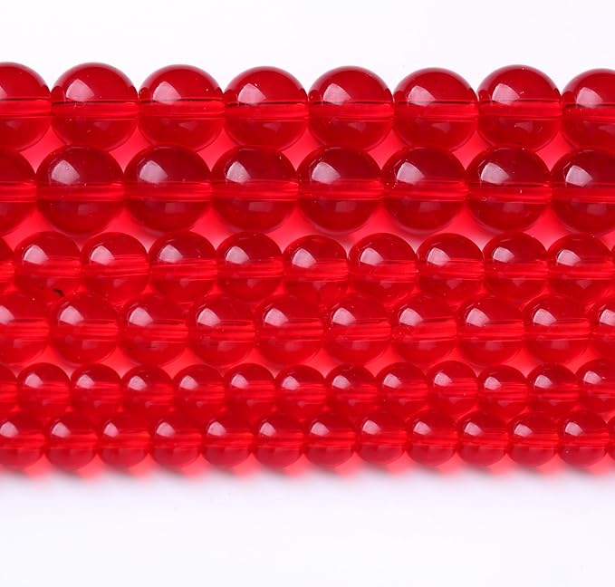 Red Glass Stone Beads Gemstone Round Crystal Energy Jade Beads Stone Beads by Unknown