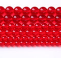 Red Glass Stone Beads Gemstone Round Crystal Energy Jade Beads Stone Beads by Unknown