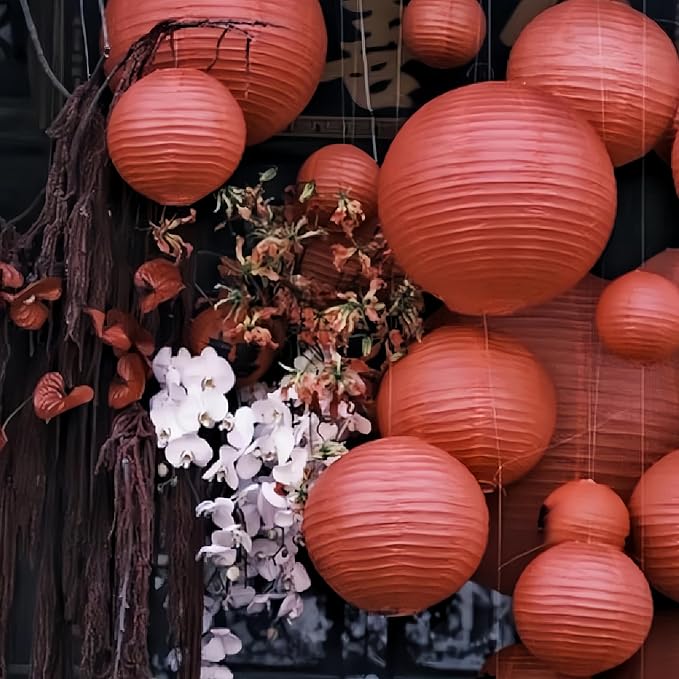 Red Paper Lanterns 10pcs Party Hanging Decorations - Image 3