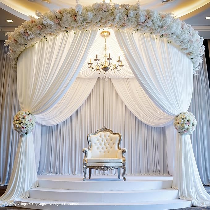 PartyVillage 30ft×15ft White Backdrop Curtain - Image 3