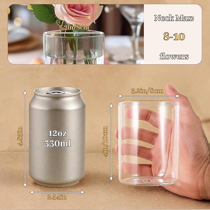12pcs Small Glass Cylinder Vases - Image 3