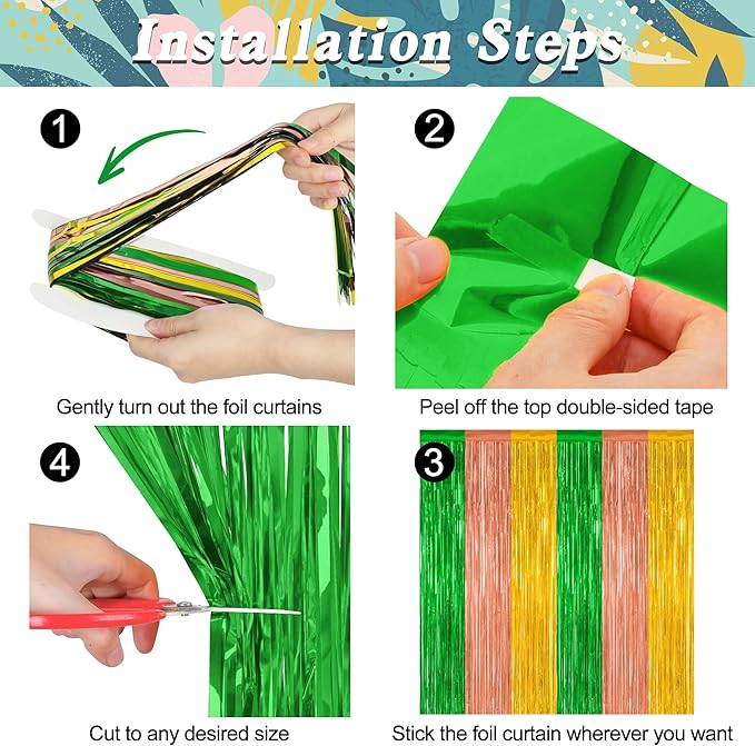 12 Pack Hawaiian Party Decorations, 3.28 FT x 7.05 FT Luau Party Decorations - Image 3