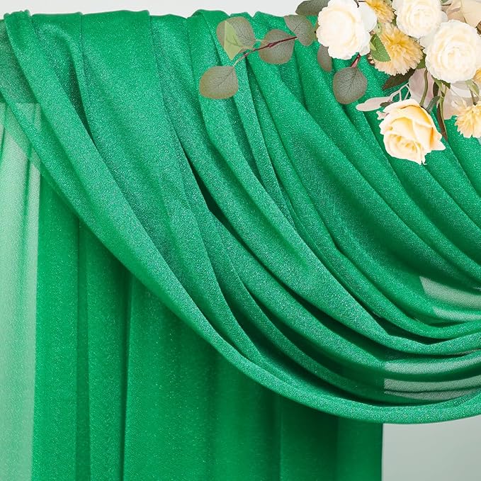 Wokceer Wedding Arch Draping Fabric 28.7" x 20FT Emerald Green Drapes Sheer - Image 4