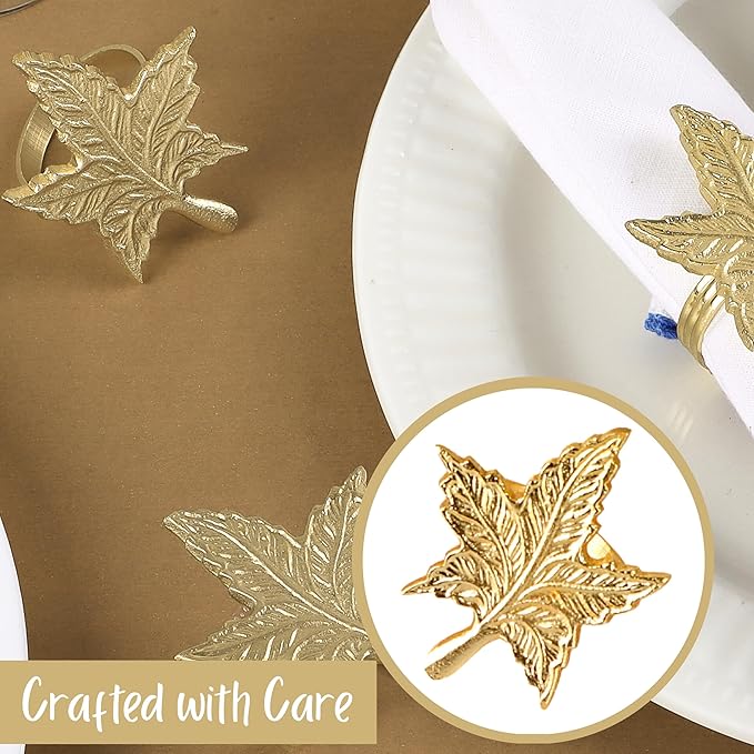 Set of 12 Gold Leaf Napkin Rings - Image 6