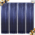 ShinyBeauty Sequin Backdrop Curtains 4 Panels Navy Blue 2FTx8FT Navy Blue by ShinyBeauty