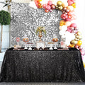 QueenDream Seamless Sequin Tablecloth 90x132 Inch Black Rectangular Tablecloth by QueenDream