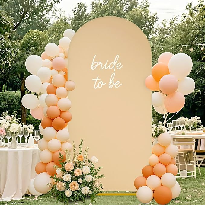 SoarDream 7.2FT Wedding Arch Cover Khaki Spandex Fitted Wedding Arch Stand - Image 4