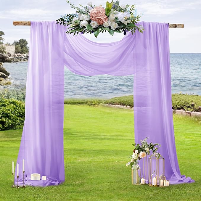 SiinvdaBZX 2 Panels Wedding Arch Draping Fabric 30" x 240' Lavender Purple - Image 2