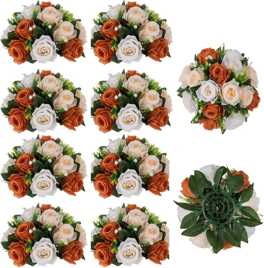 BLOSMON Flower Balls Wedding Centerpieces: 10 Pcs Terracotta Fake Rose Kissing by Blosmon
