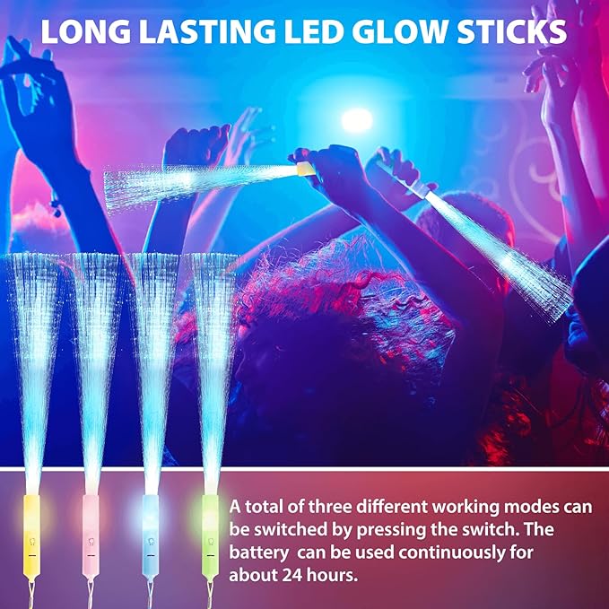 28 Pcs Sparkler Firework Sticks Glow Fiber Optic Wands, LED Flashing Sticks - Image 7