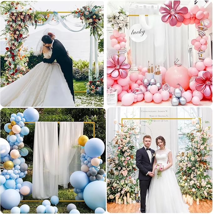 Asee'm 6.6FTx6.6FT Gold Wedding Arch Backdrop Stand Square Metal Rectangular - Image 6