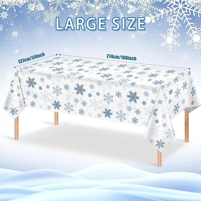 8 Pieces Snowflake Christmas Party Tablecloth Decorations, Plastic White - Image 2