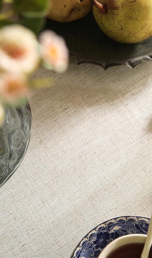 patdrea Designer Small Blue Square Tablecloth Table, Vintage Linen Leaves - Image 6
