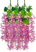 12 Pack Purple Red Wisteria Hanging Flowers Garland by Luerbi
