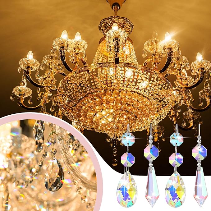 24 Pcs Chandelier Crystal Replacement 38 mm Teardrop & Icicle Crystal Prisms - Image 5