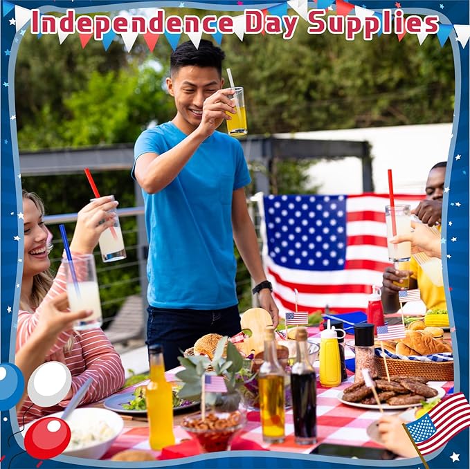 60 Pcs Plastic Straws Red Blue White Star Shaped Straws Patriotic Disposable - Image 6