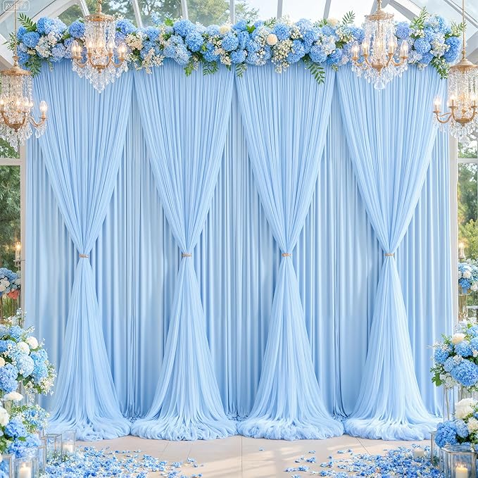 Baby Blue Tulle Backdrop Curtain - Image 2