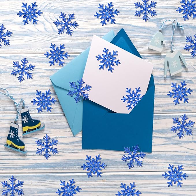 200PC Snowflake Confetti Dark Blue Christmas Confetti Snowflakes Table Scatter - Image 6