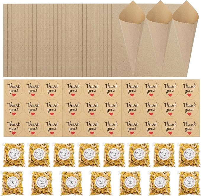 PATIKIL Dried Flower Confetti Cones, Light Yellow/Pink - Image 8