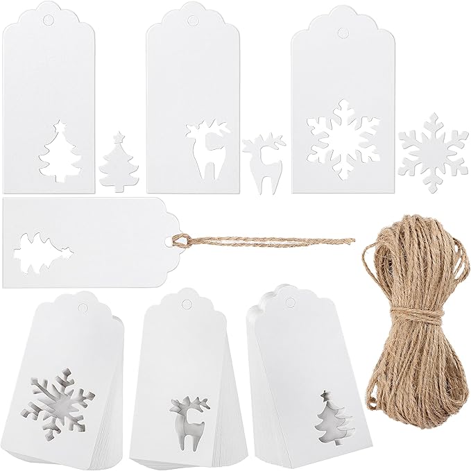 Aneco 150 Pieces Christmas Paper Gift Tags White Kraft Tags Hang Labels by Aneco