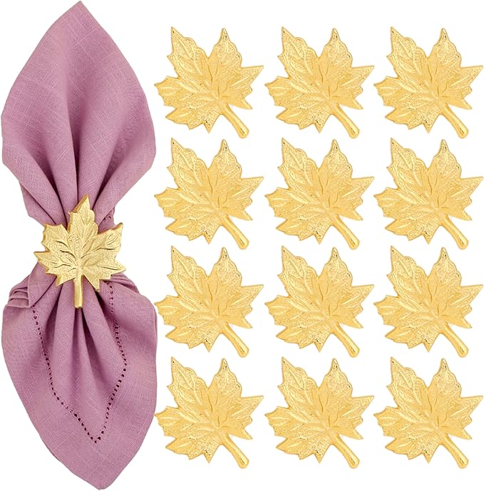 Set of 12 Maple Leaf Napkin Rings by CLEENTABLE