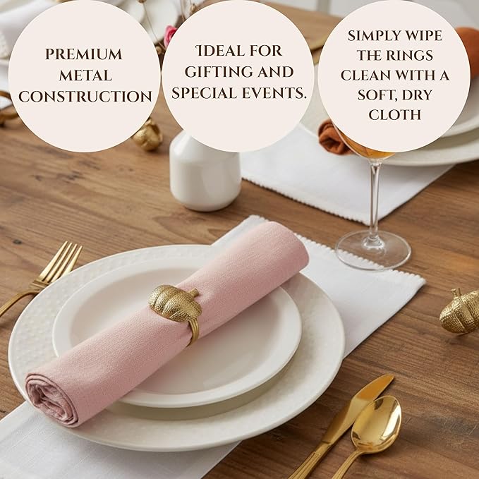 Set of 12 Pumpkin Napkin Rings | Premium Metal Fall Harvest Table Decor | - Image 8