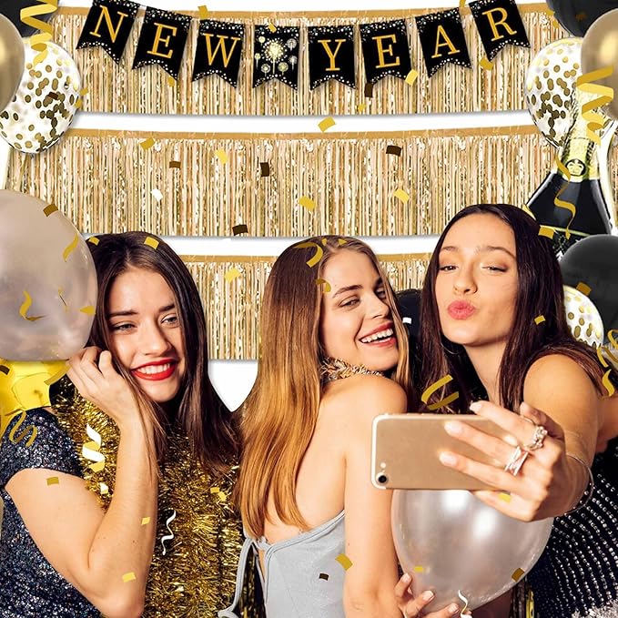 4 Pack 10 Ft Champagne Gold Foil Fringe Garland Metallic Streamers Tinsel - Image 6
