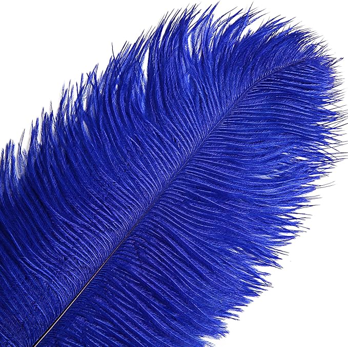 THARAHT Blue Ostrich Feathers 12pcs Large Natural Bulk 14-16Inch 35cm-40cm - Image 3