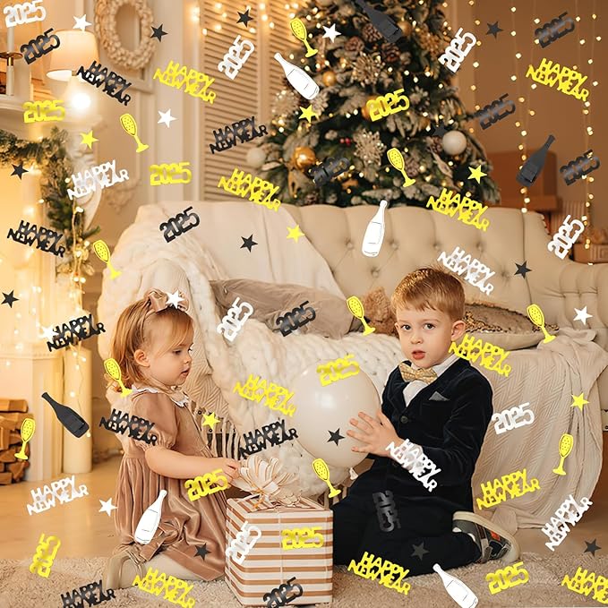 MARFOREVER 2026 New Years Confetti, New Year Eve Party Confetti Black Gold - Image 7