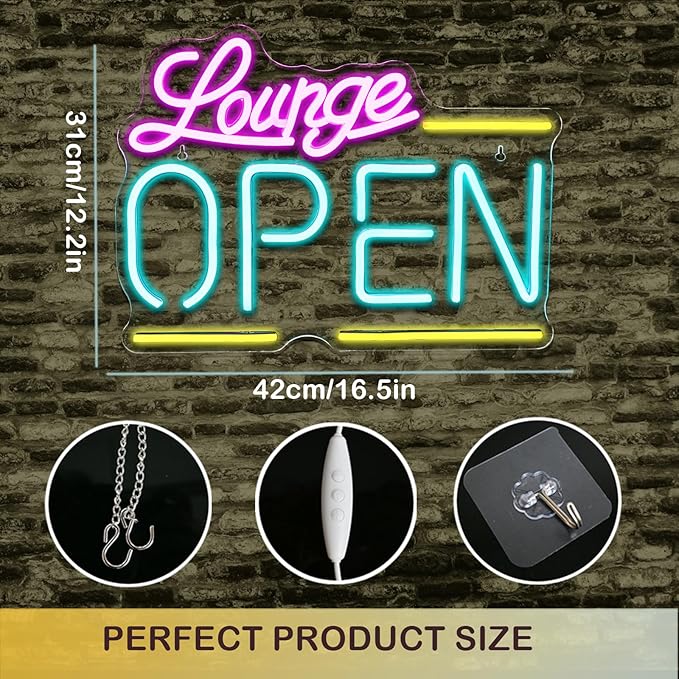 Lounge Open Neon Signs, Bright Led Light, - Image 4